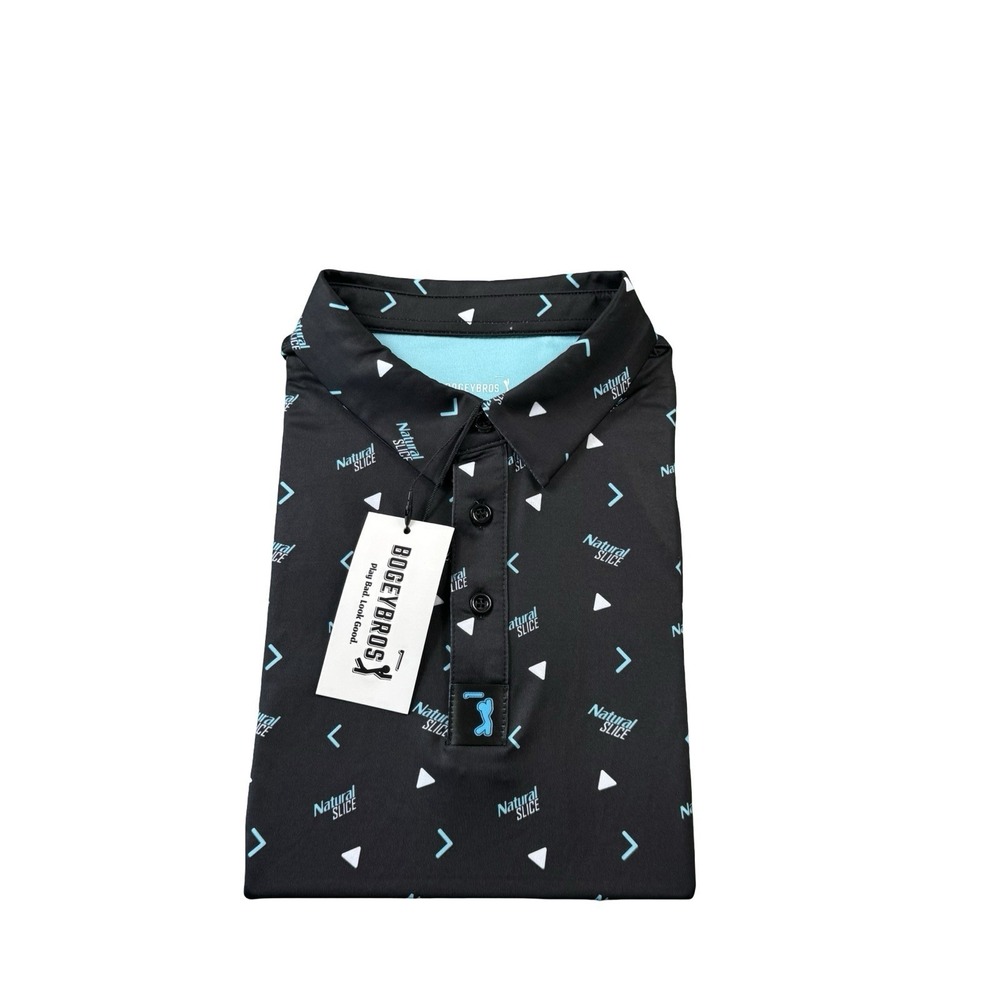 Bogey Bros Black Blue X Natural Slice Performance Men's Golf Polo Size M NWT